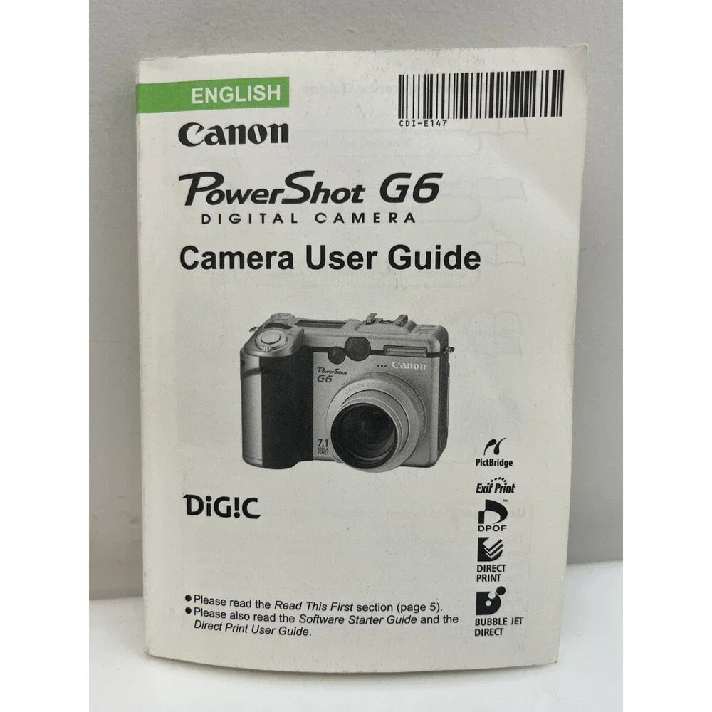 Canon PowerShot G6 7.1 Megapixels 4x Optical Zoom Digital Camera, Case FOR PARTS
